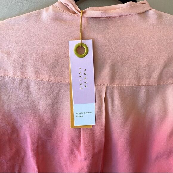 NWT TANYA TAYLOR Susan Ombré Silk Tieneck Blouse top pink $395 Sz 4 - Picture 7 of 8